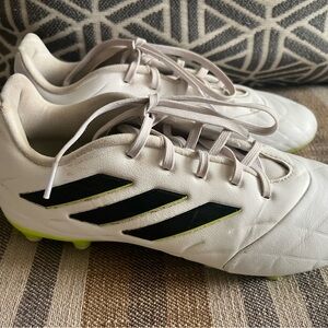 Adidas White and Black Cleats with Neon Accents